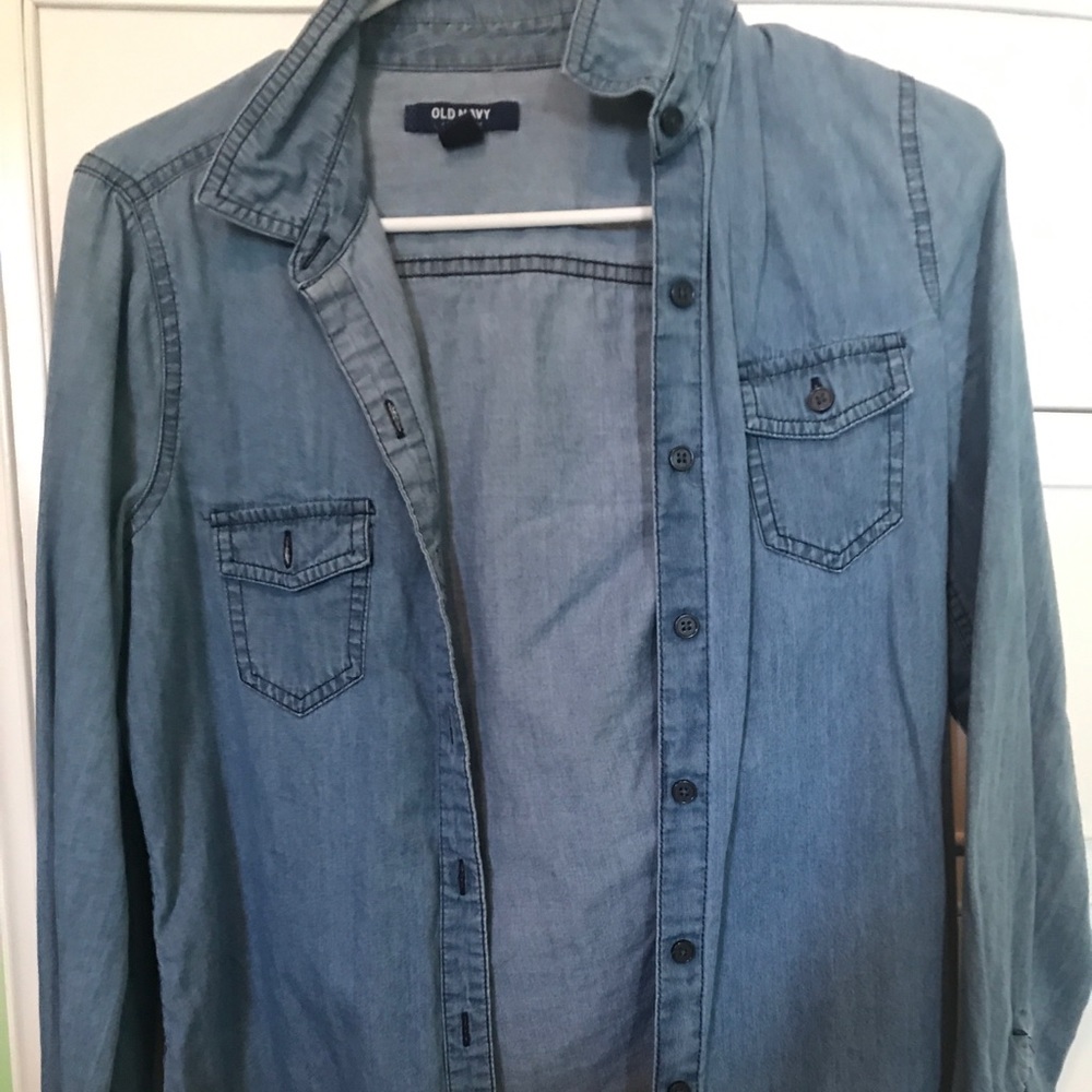 Denim button down long sleeve shirt